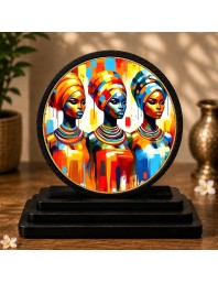 Car Dashboard Wooden Vibrant Artwork Showpiece | 4 X 4.5 Inch Sublimation Printed Decorative Stand | 4 Mm MDF | Home Decor | Made in India (F33631)