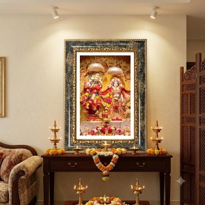 Radhaa Krishna Decorative Photo Frame With White Mount | Premium Wall & Tabletop Picture Frame | Home, Office & Temple Decoration | 8x12 Inch (Pack Of 1) (F32405)