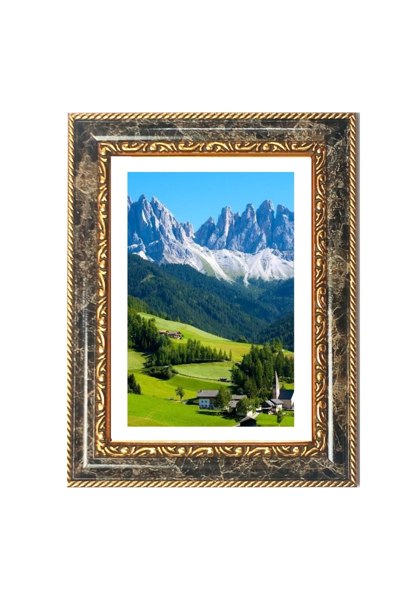 Mountain Village Decorative Photo Frame With White Mount | Premium Wall & Tabletop Picture Frame | Home, Office & Temple Decoration | 10x14 Inch (Pack Of 1) (F31454)