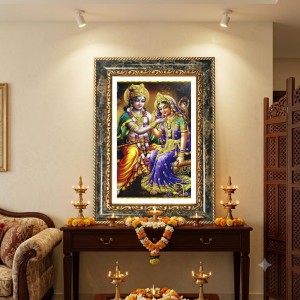 Radhaa Krishna Decorative Photo Frame With White Mount | Premium Wall & Tabletop Picture Frame | Home, Office & Temple Decoration | 8x12 Inch (Pack Of 1) (F31429)