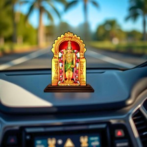 Car Dashboard/Table Top Lord Murugan Wooden Temple Photo Stand 3x4 Inches, Compact & Stylish Spiritual Display for Car, Home & Office (Pack of 1) (F22468)