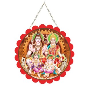 Lord Shiva And Parvathi Wall Hanging Photo Frame | 8 Inch Round Floral Design With Golden Hanging Chain | Decorative Religious Wall Decor For Home, Office, Temple & Pooja Room (F22017) Lord Shiva And Parvathi Wall Hanging Photo Frame | 8 Inch Round Floral Design With Golden Hanging Chain | Decorative Religious Wall Decor For Home, Office, Temple & Pooja Room (F22017)