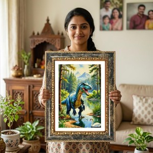 Dinosaur In Jungle Decorative Photo Frame With White Mount | Premium Wall & Tabletop Picture Frame | Home, Office & Temple Decoration | 8x12 Inch (Pack Of 1) (F31389) Dinosaur In Jungle Decorative Photo Frame With White Mount | Premium Wall & Tabletop Picture Frame | Home, Office & Temple Decoration | 8x12 Inch (Pack Of 1) (F31389)