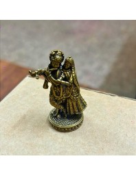 Mini Brass Murti Idol for Home DÃ©cor & Meditation | Handmade Antique Finish Brass Statue for Pooja Room, Office Desk & Spiritual Gift | Small Decorative Showpiece (Radha Krishna)