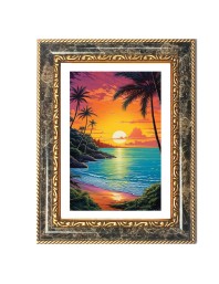 Tropical Sunset Canvas Wall Art Decorative Photo Frame With White Mount | Premium Wall & Tabletop Picture Frame | Home, Office & Temple Decoration | 8x12 Inch (Pack Of 1) (F32660)