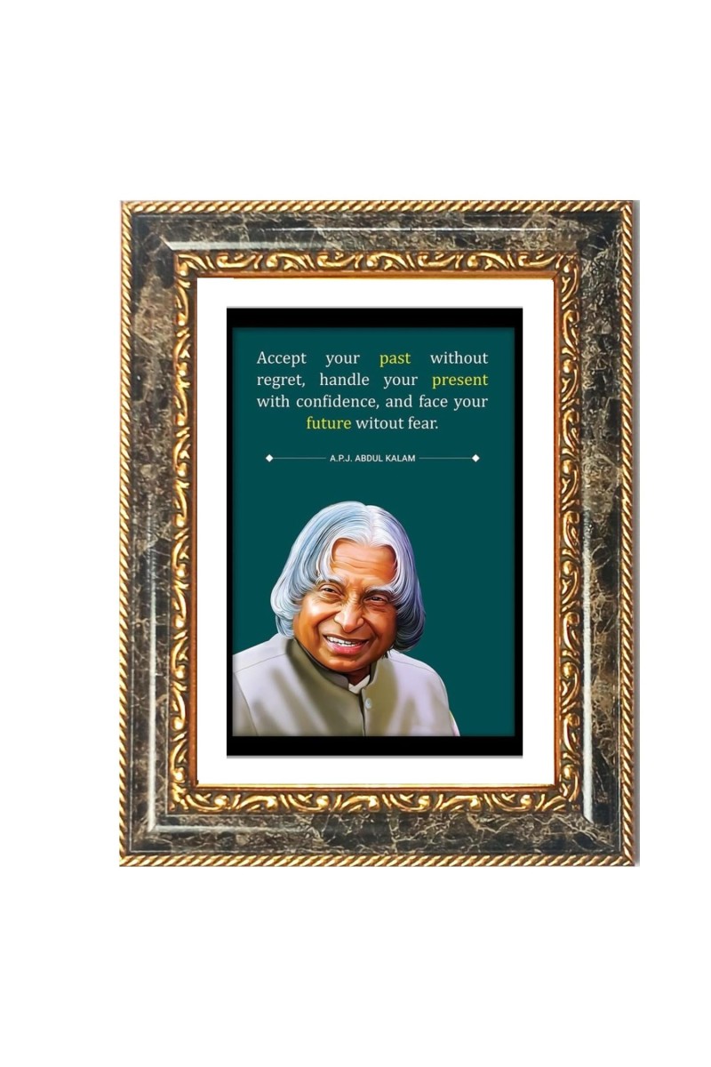 Dr. A.P.J. Abdul Kalam, Paired With An Empowering Motivational Quote Decorative Photo Frame With White Mount | Premium Wall & Tabletop Picture Frame | Home, Office & Temple Decoration | 8x12 Inch (Pa