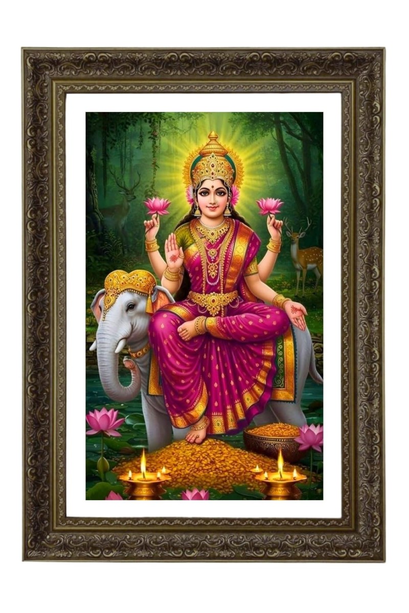 Goddess Lakhsmi Big Photo Frame - 20x28 Inches For Home,Temple & Office Decoration (F10665)