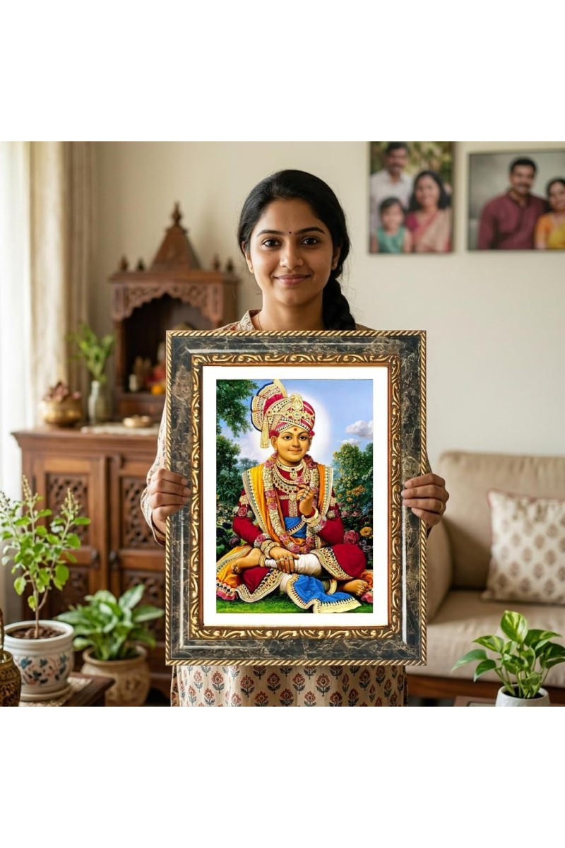 Bal Krishna Decorative Photo Frame With White Mount | Premium Wall & Tabletop Picture Frame | Home, Office & Temple Decoration | 10x14 Inch (Pack Of 1) (F32557)