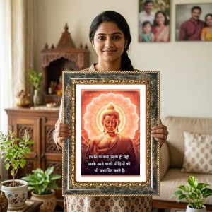 Lord Venkateswara Decorative Photo Frame With White Mount | Premium Wall & Tabletop Picture Frame | Home, Office & Temple Decoration | 12x16 Inch (Pack Of 1) (F32991)