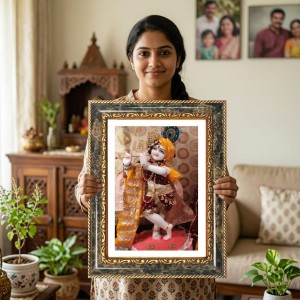 Lord Krishna Idol Decorative Photo Frame With White Mount | Premium Wall & Tabletop Picture Frame | Home, Office & Temple Decoration | 8x12 Inch (Pack Of 1) (F33034) Lord Krishna Idol Decorative Photo Frame With White Mount | Premium Wall & Tabletop Picture Frame | Home, Office & Temple Decoration | 8x12 Inch (Pack Of 1) (F33034)