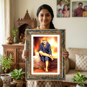 Sai Baba Decorative Photo Frame With White Mount | Premium Wall & Tabletop Picture Frame | Home, Office & Temple Decoration | 8x12 Inch (Pack Of 1) (F31269) Sai Baba Decorative Photo Frame With White Mount | Premium Wall & Tabletop Picture Frame | Home, Office & Temple Decoration | 8x12 Inch (Pack Of 1) (F31269)