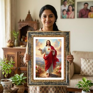 Jesus Christ Decorative Photo Frame With White Mount | Premium Wall & Tabletop Picture Frame | Home, Office & Temple Decoration | 10x14 Inch (Pack Of 1) (F32587) Jesus Christ Decorative Photo Frame With White Mount | Premium Wall & Tabletop Picture Frame | Home, Office & Temple Decoration | 10x14 Inch (Pack Of 1) (F32587)