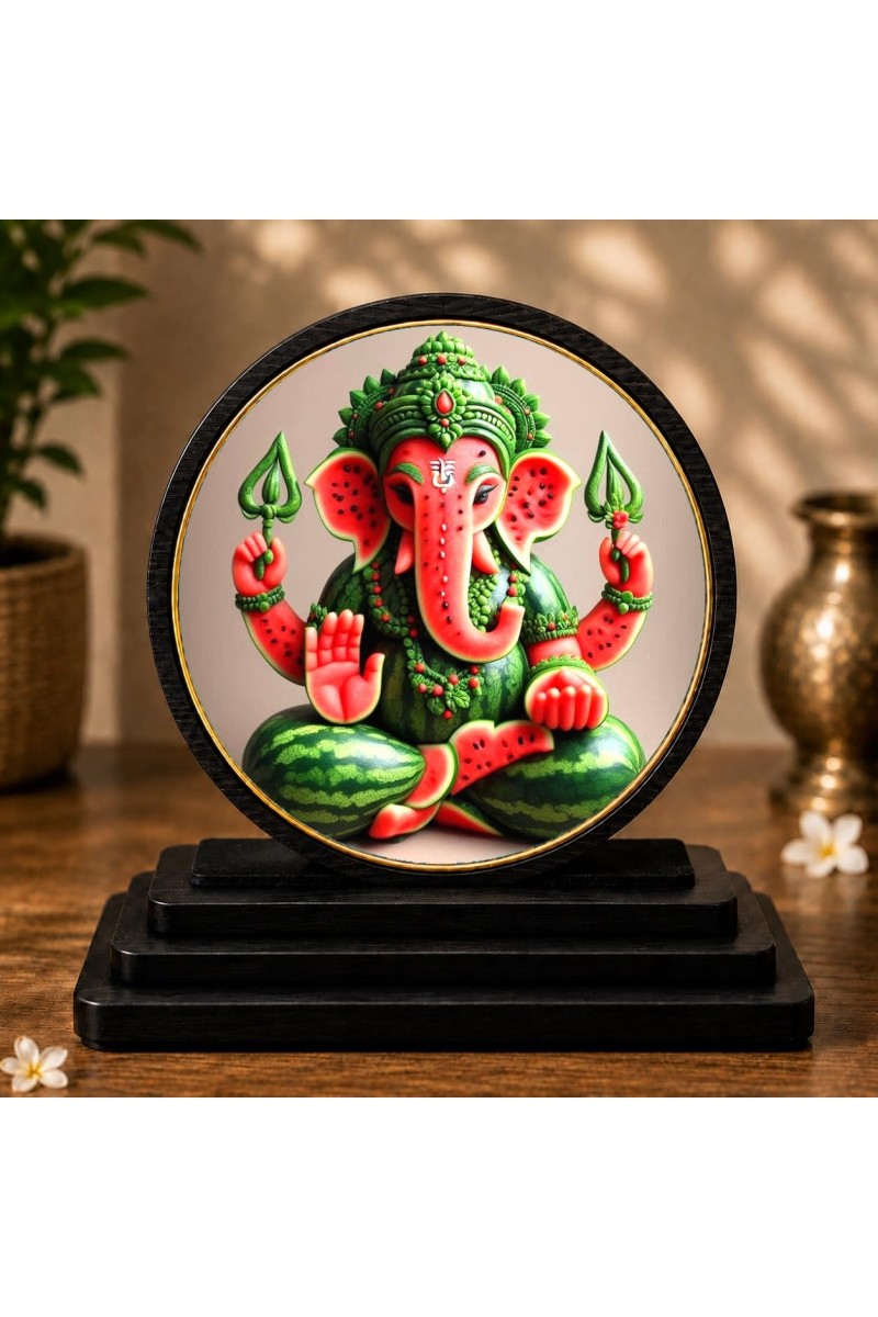 Car Dashboard Wooden Lord Ganeshaa Showpiece | 4 X 4.5 Inch Sublimation Printed Decorative Stand | 4 Mm MDF | Home Decor | Made in India (F33554)