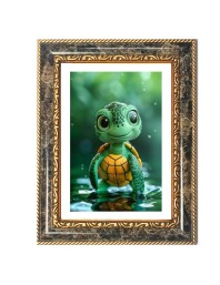 Turtle Decorative Photo Frame With White Mount | Premium Wall & Tabletop Picture Frame | Home, Office & Temple Decoration | 12x16 Inch (Pack Of 1) (F31475)