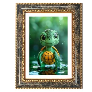 Turtle Decorative Photo Frame With White Mount | Premium Wall & Tabletop Picture Frame | Home, Office & Temple Decoration | 12x16 Inch (Pack Of 1) (F31475)