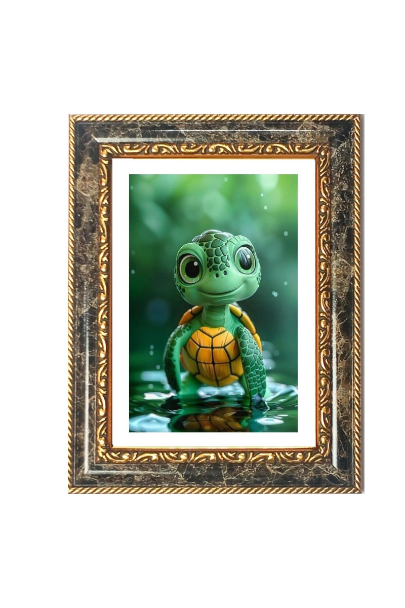 Turtle Decorative Photo Frame With White Mount | Premium Wall & Tabletop Picture Frame | Home, Office & Temple Decoration | 12x16 Inch (Pack Of 1) (F31475)