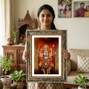 Lord Jagannatha Decorative Photo Frame With White Mount | Premium Wall & Tabletop Picture Frame | Home, Office & Temple Decoration | 12x16 Inch (Pack Of 1) (F33183)