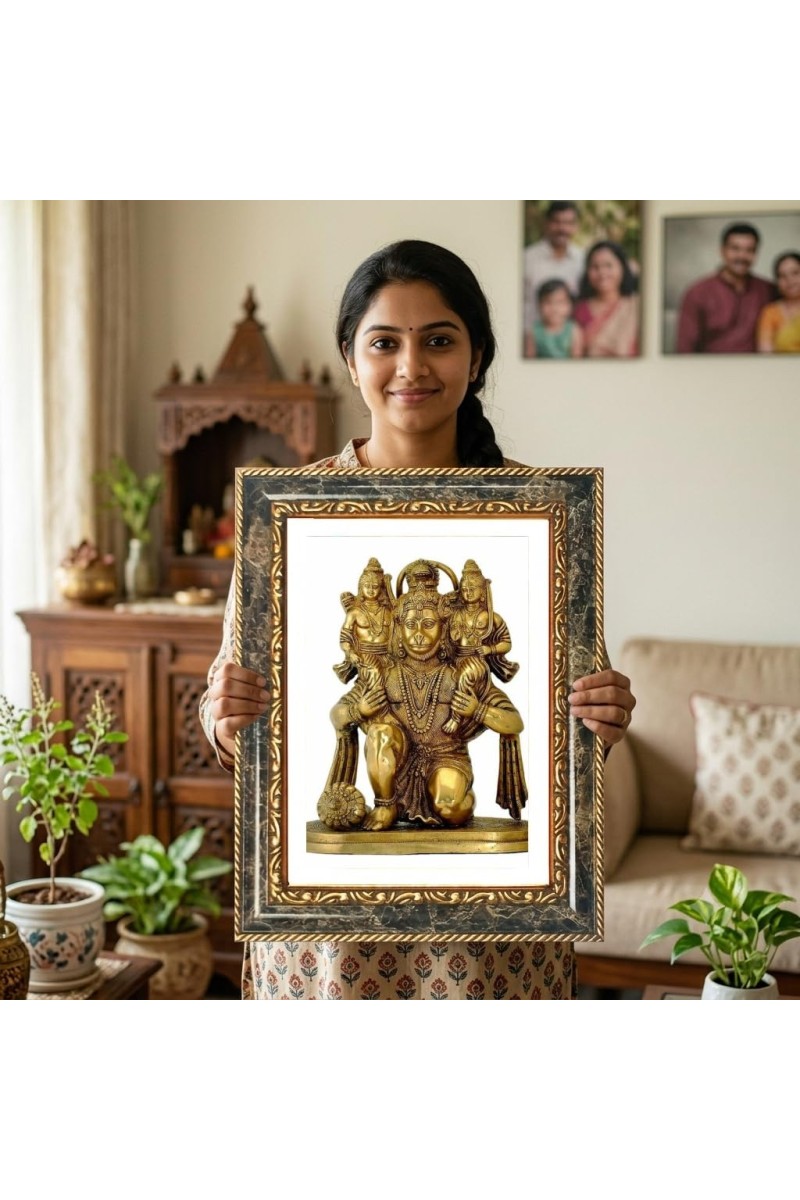 Hanuman Decorative Photo Frame With White Mount | Premium Wall & Tabletop Picture Frame | Home, Office & Temple Decoration | 8x12 Inch (Pack Of 1) (F33118)