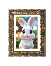 Rabbit Decorative Photo Frame With White Mount | Premium Wall & Tabletop Picture Frame | Home, Office & Temple Decoration | 10x14 Inch (Pack Of 1) (F31284)
