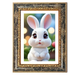 Rabbit Decorative Photo Frame With White Mount | Premium Wall & Tabletop Picture Frame | Home, Office & Temple Decoration | 10x14 Inch (Pack Of 1) (F31284)