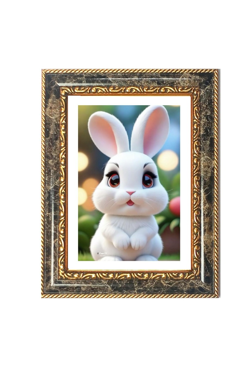 Rabbit Decorative Photo Frame With White Mount | Premium Wall & Tabletop Picture Frame | Home, Office & Temple Decoration | 10x14 Inch (Pack Of 1) (F31284)