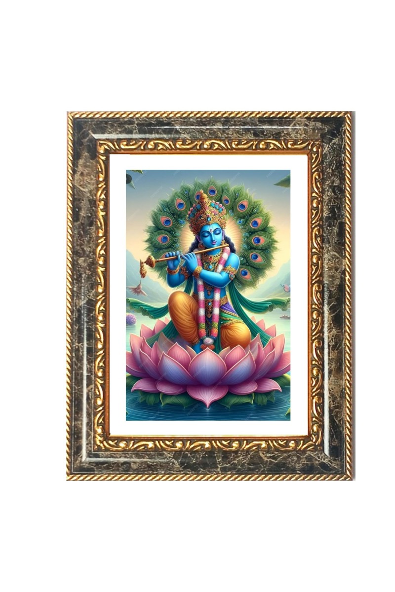 Krishna Decorative Photo Frame With White Mount | Premium Wall & Tabletop Picture Frame | Home, Office & Temple Decoration | 8x12 Inch (Pack Of 1) (F32538)