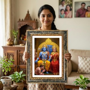 Rama And Sita Decorative Photo Frame With White Mount | Premium Wall & Tabletop Picture Frame | Home, Office & Temple Decoration | 8x12 Inch (Pack Of 1) (F32493) Rama And Sita Decorative Photo Frame With White Mount | Premium Wall & Tabletop Picture Frame | Home, Office & Temple Decoration | 8x12 Inch (Pack Of 1) (F32493)