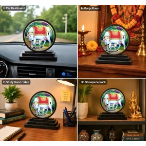 Car Dashboard Wooden Kamadhenu Cow and Calf Showpiece | 4 X 4.5 Inch Sublimation Printed Decorative Stand | 4 Mm MDF | Home Decor | Made in India (F33552) Car Dashboard Wooden Kamadhenu Cow and Calf Showpiece | 4 X 4.5 Inch Sublimation Printed Decorative Stand | 4 Mm MDF | Home Decor | Made in India (F33552)