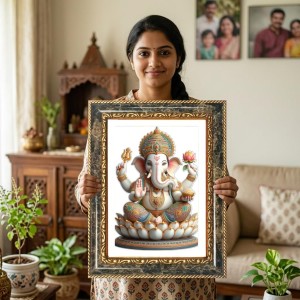 Ganeshaa Decorative Photo Frame With White Mount | Premium Wall & Tabletop Picture Frame | Home, Office & Temple Decoration | 10x14 Inch (Pack Of 1) (F33237)