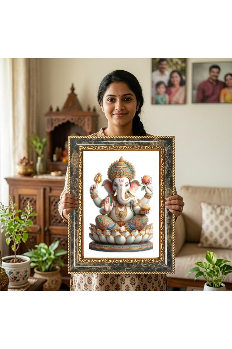 Ganeshaa Decorative Photo Frame With White Mount | Premium Wall & Tabletop Picture Frame | Home, Office & Temple Decoration | 10x14 Inch (Pack Of 1) (F33237)