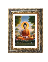 Buddha Decorative Photo Frame With White Mount | Premium Wall & Tabletop Picture Frame | Home, Office & Temple Decoration | 8x12 Inch (Pack Of 1) (F31530)