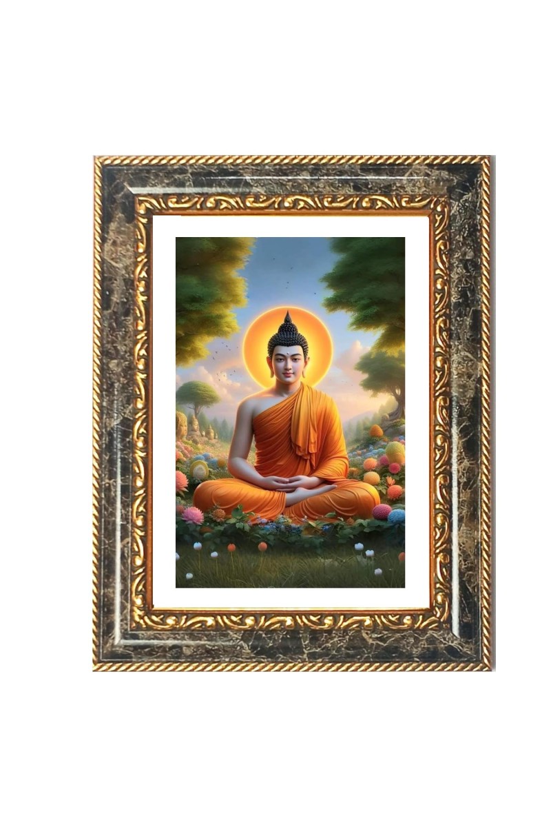 Buddha Decorative Photo Frame With White Mount | Premium Wall & Tabletop Picture Frame | Home, Office & Temple Decoration | 8x12 Inch (Pack Of 1) (F31530)