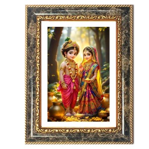 Radhaa Krishna Decorative Photo Frame With White Mount | Premium Wall & Tabletop Picture Frame | Home, Office & Temple Decoration | 10x14 Inch (Pack Of 1) (F31375)