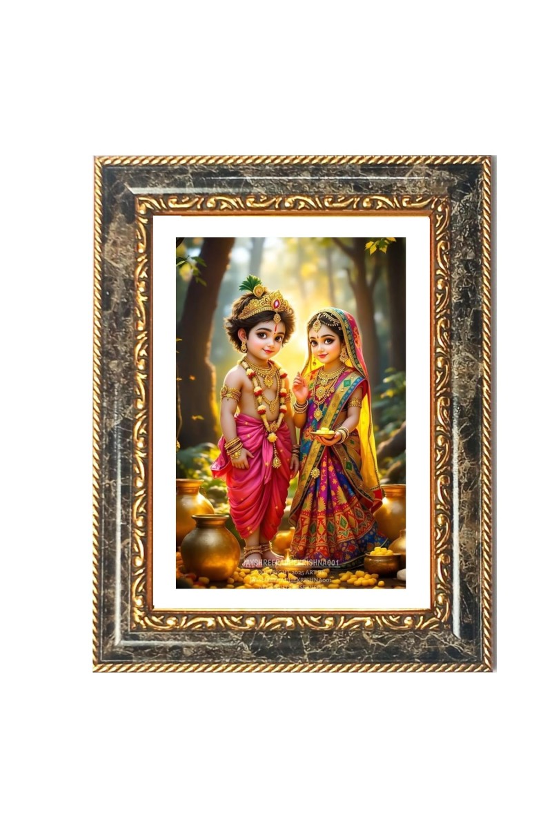 Radhaa Krishna Decorative Photo Frame With White Mount | Premium Wall & Tabletop Picture Frame | Home, Office & Temple Decoration | 10x14 Inch (Pack Of 1) (F31375)