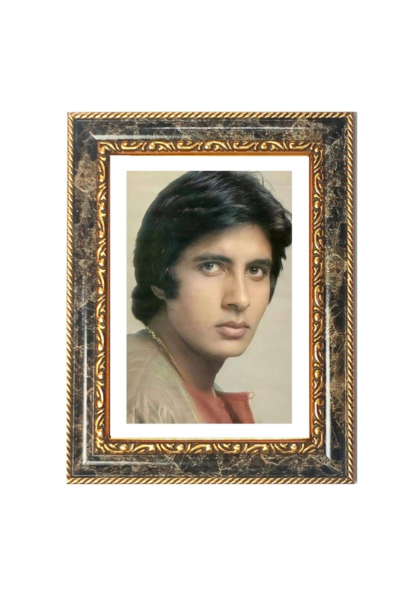 Amitabh Bachchan Decorative Photo Frame With White Mount | Premium Wall & Tabletop Picture Frame | Home, Office & Temple Decoration | 8x12 Inch (Pack Of 1) (F31279)