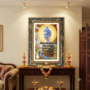 Buddha Decorative Photo Frame With White Mount | Premium Wall & Tabletop Picture Frame | Home, Office & Temple Decoration | 8x12 Inch (Pack Of 1) (F32616)