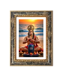 Lord Hanuman And Lord Shiva Decorative Photo Frame With White Mount | Premium Wall & Tabletop Picture Frame | Home, Office & Temple Decoration | 8x12 Inch (Pack Of 1) (F31357)