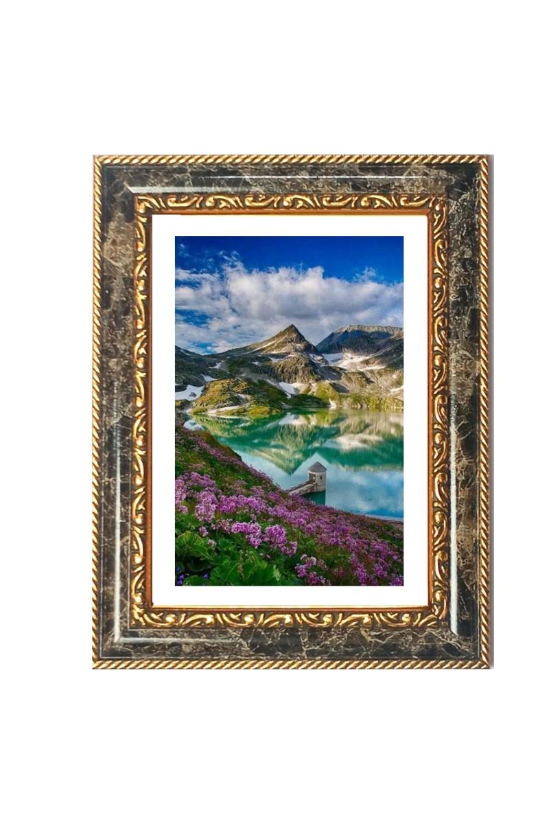 Mountain Lake Decorative Photo Frame With White Mount | Premium Wall & Tabletop Picture Frame | Home, Office & Temple Decoration | 10x14 Inch (Pack Of 1) (F31570)