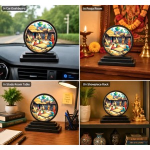 Car Dashboard Wooden Indian Village Scene Showpiece | 4 X 4.5 Inch Sublimation Printed Decorative Stand | 4 Mm MDF | Home Decor | Made in India (F33298) Car Dashboard Wooden Indian Village Scene Showpiece | 4 X 4.5 Inch Sublimation Printed Decorative Stand | 4 Mm MDF | Home Decor | Made in India (F33298)