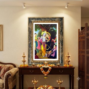 Krishna Decorative Photo Frame With White Mount | Premium Wall & Tabletop Picture Frame | Home, Office & Temple Decoration | 8x12 Inch (Pack Of 1) (F32422)