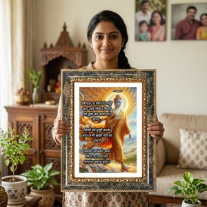 Hanuman Decorative Photo Frame With White Mount | Premium Wall & Tabletop Picture Frame | Home, Office & Temple Decoration | 12x16 Inch (Pack Of 1) (F33201)