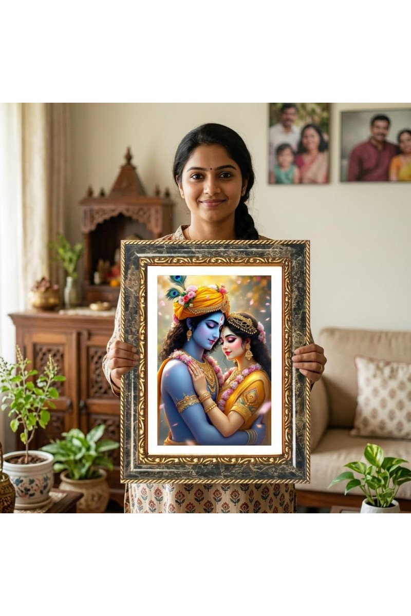 Mata Amritanandamayi Decorative Photo Frame With White Mount | Premium Wall & Tabletop Picture Frame | Home, Office & Temple Decoration | 12x16 Inch (Pack Of 1) (F33188)