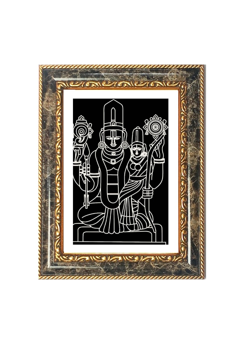 Lord Vishnu Decorative Photo Frame With White Mount | Premium Wall & Tabletop Picture Frame | Home, Office & Temple Decoration | 10x14 Inch (Pack Of 1) (F32655)