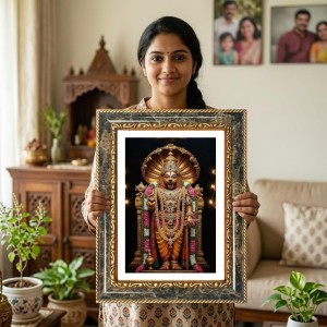 Narasimha Decorative Photo Frame With White Mount | Premium Wall & Tabletop Picture Frame | Home, Office & Temple Decoration | 10x14 Inch (Pack Of 1) (F32367)