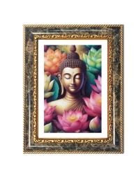 Buddha Decorative Photo Frame With White Mount | Premium Wall & Tabletop Picture Frame | Home, Office & Temple Decoration | 10x14 Inch (Pack Of 1) (F32671)