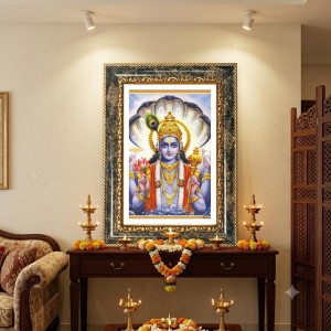 Krishna Decorative Photo Frame With White Mount | Premium Wall & Tabletop Picture Frame | Home, Office & Temple Decoration | 12x16 Inch (Pack Of 1) (F32366)