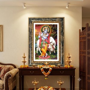 Krishna Decorative Photo Frame With White Mount | Premium Wall & Tabletop Picture Frame | Home, Office & Temple Decoration | 8x12 Inch (Pack Of 1) (F32479) Krishna Decorative Photo Frame With White Mount | Premium Wall & Tabletop Picture Frame | Home, Office & Temple Decoration | 8x12 Inch (Pack Of 1) (F32479)