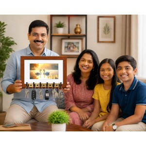 Decorative Wooden Photo Frame Key Hanger With Nature Picture, 12 X 8 Inch Wall Key Holder, 10 X 6 Inch Glossy Photo Frame, 6 Metal Hooks, Home Entrance Decor, Made In India (F38637) Decorative Wooden Photo Frame Key Hanger With Nature Picture, 12 X 8 Inch Wall Key Holder, 10 X 6 Inch Glossy Photo Frame, 6 Metal Hooks, Home Entrance Decor, Made In India (F38637)