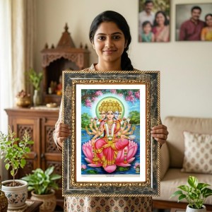 Goddess Gayatri Goddess Decorative Photo Frame With White Mount | Premium Wall & Tabletop Picture Frame | Home, Office & Temple Decoration | 10x14 Inch (Pack Of 1) (F31248) Goddess Gayatri Goddess Decorative Photo Frame With White Mount | Premium Wall & Tabletop Picture Frame | Home, Office & Temple Decoration | 10x14 Inch (Pack Of 1) (F31248)