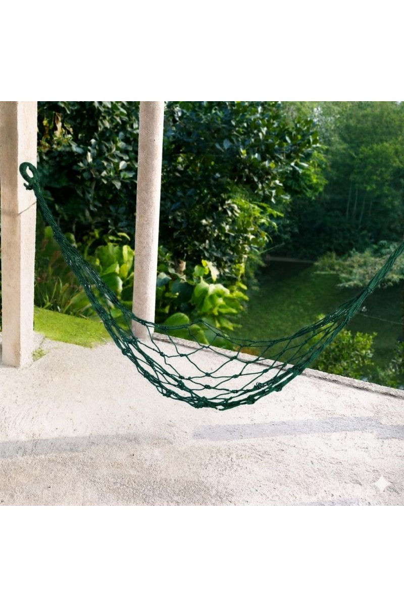 Nylon Net Hammock Swing for Adults â€“ Strong & Comfortable Hanging Jhulna for Indoor, Outdoor, Balcony, Home & Bedroom Use (Colours May Vary)